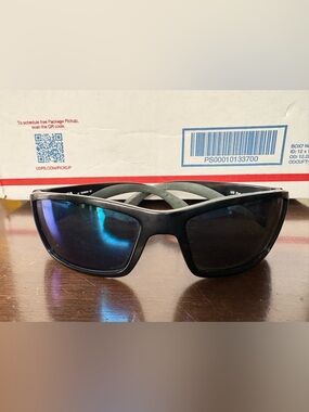 Costa corbina cb 11 Black Wraparound Sunglasses with Blue Mirrored Lenses